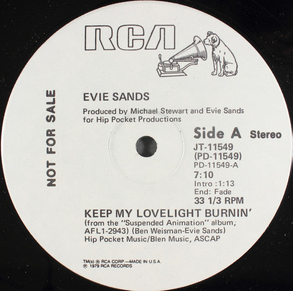 Evie Sands : Keep My Lovelight Burnin' (12", Mono, Promo)