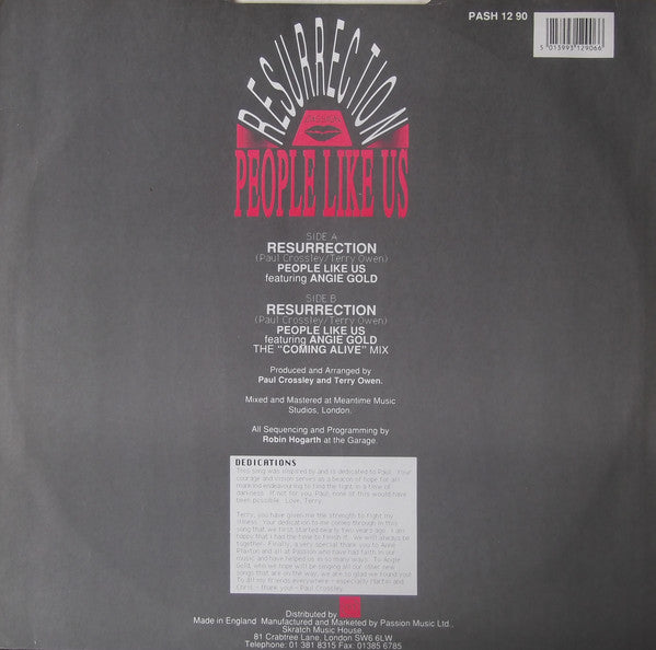 People Like Us (2) Featuring Angie Gold : Resurrection (12")