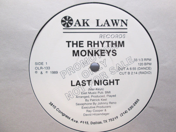 The Rhythm Monkeys : Last Night (12", Promo)