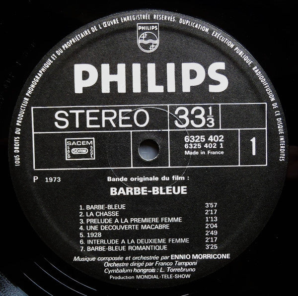 Ennio Morricone : Barbe Bleue (Bande Originale Du Film) (LP, Album)