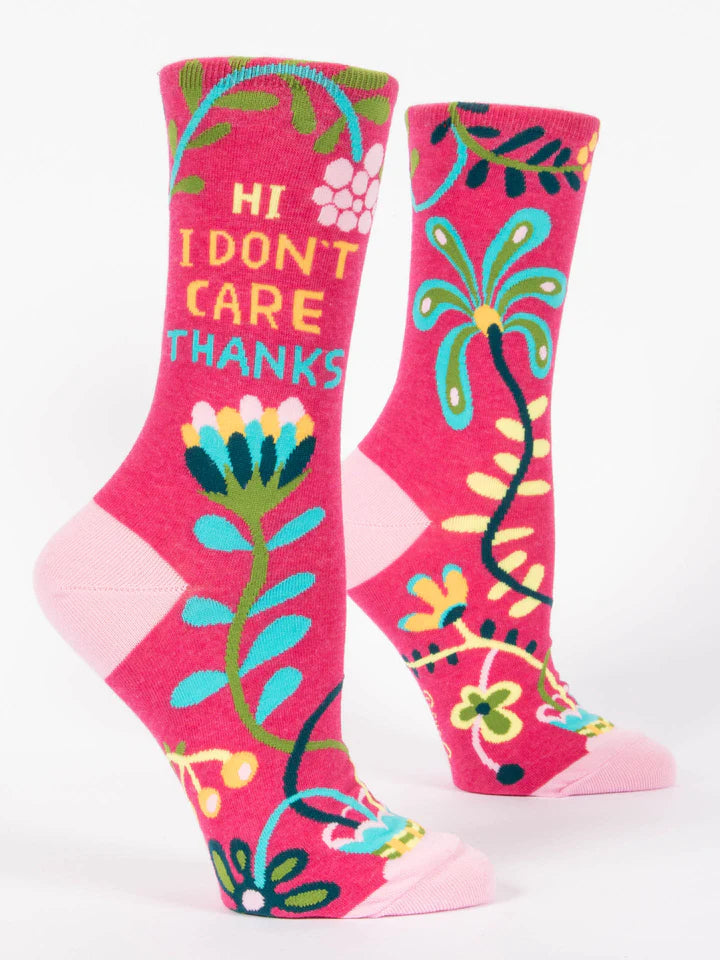 Blue Q - Women's Crew Socks- Hi, I Don't Care, Thanks
