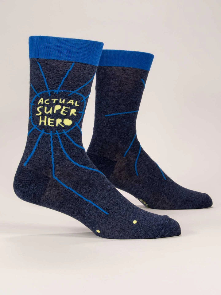 Blue Q - Men's Crew Socks- Actual Superhero