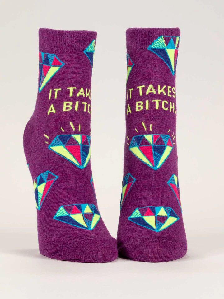 Blue Q - Women's Ankle Socks- It Takes A Bitch