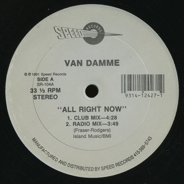 Van Damme : All Right Now (12")