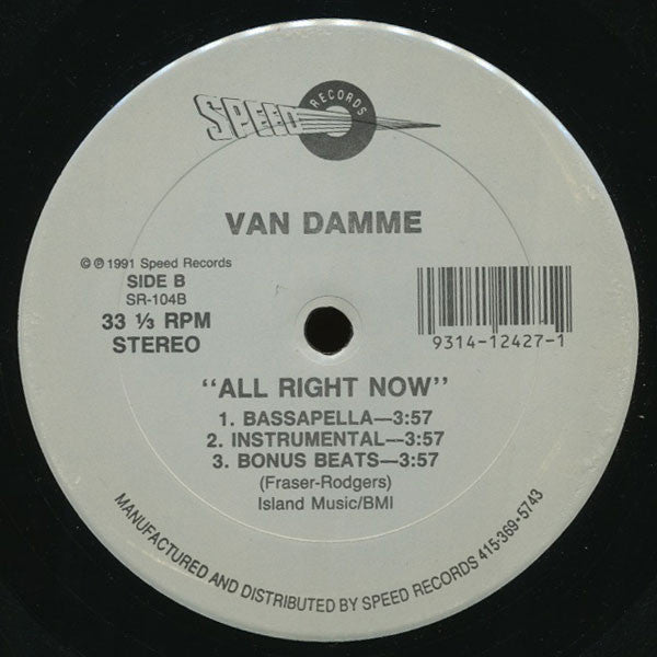 Van Damme : All Right Now (12")