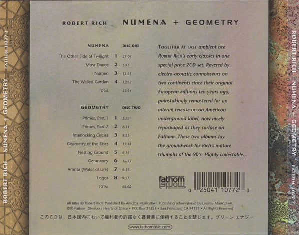 Robert Rich : Numena + Geometry (CD, Album, RE + CD, Album, RE + Comp, RE, RM)