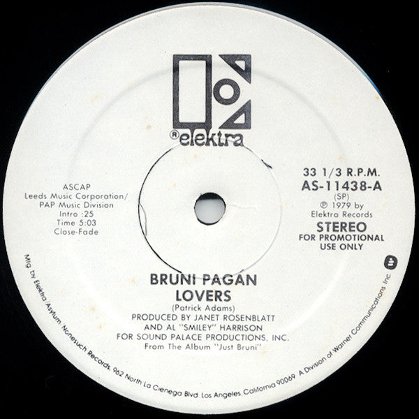 Bruni Pagán* : Lovers / Late For Love (12", Promo)