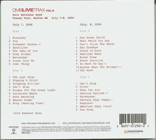 Dave Matthews Band : DMB Live Trax Vol. 6 (4xCD)