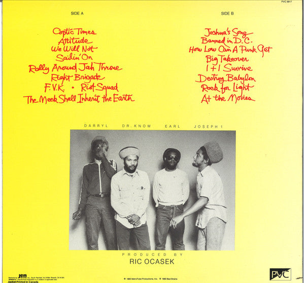 Bad Brains : Rock For Light (LP, Album)