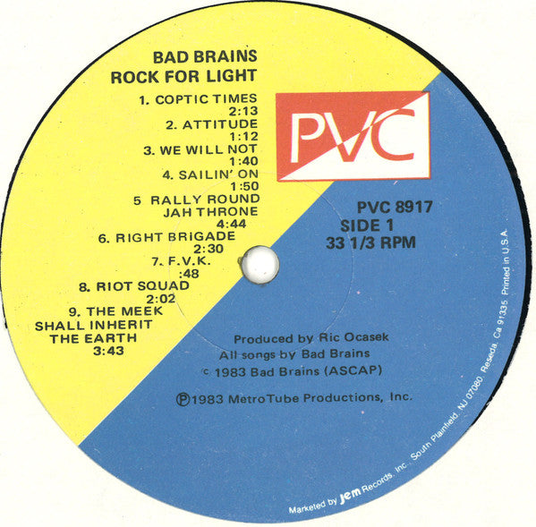 Bad Brains : Rock For Light (LP, Album)