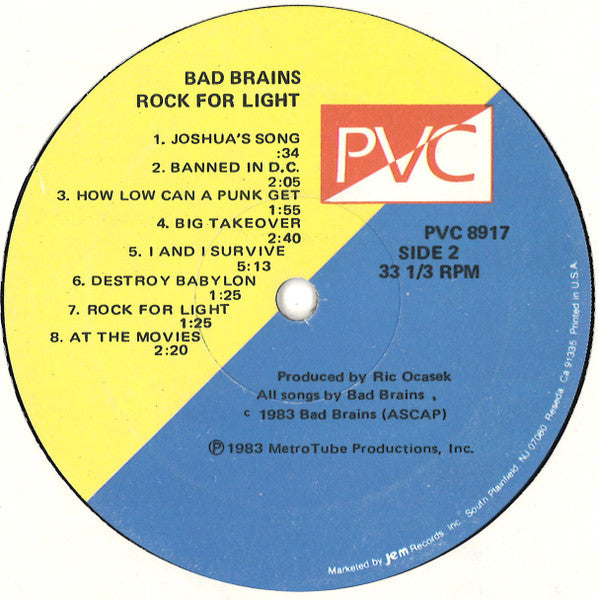 Bad Brains : Rock For Light (LP, Album)