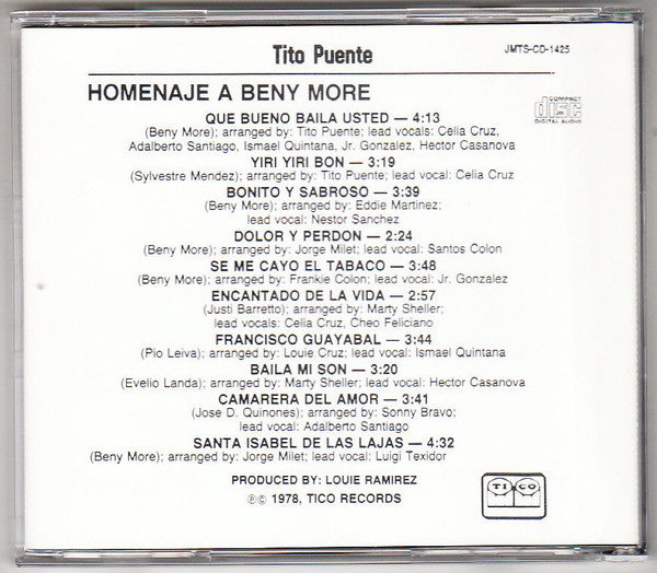 Tito Puente : Homenaje A Beny(CD, Album, RE)