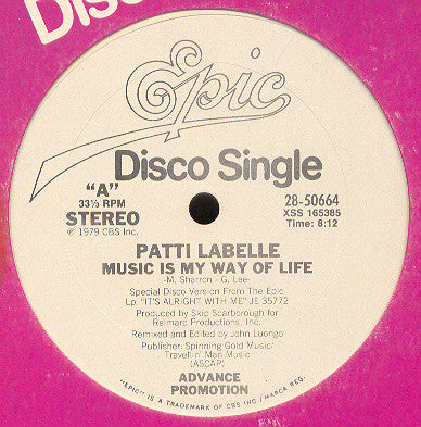 Patti LaBelle : Music Is My Way Of Life (12", Advance, Promo)