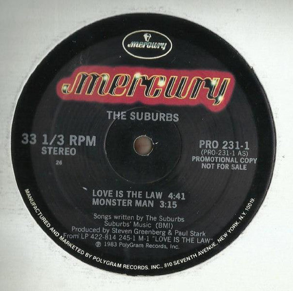 The Suburbs : Love Is The Law (12", Single, Promo)