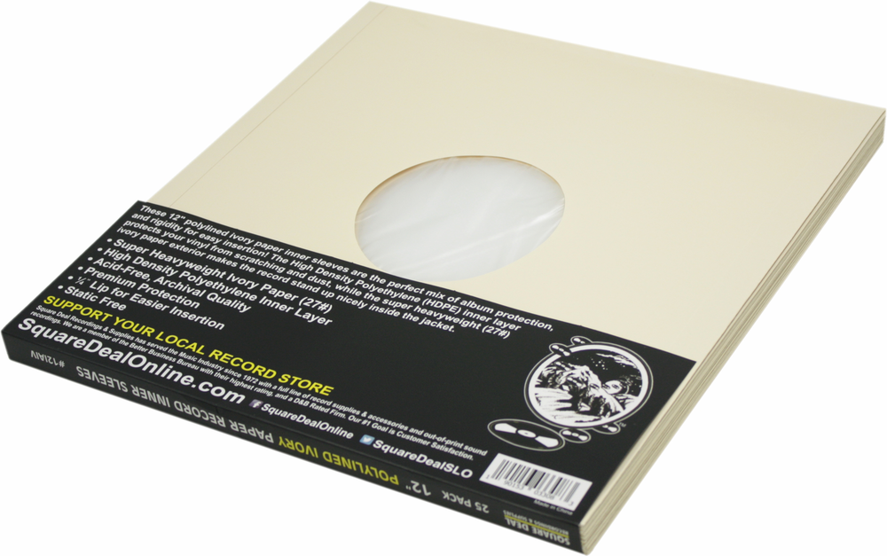 Square Deal 12" Record Sleeves - Tan Polylined