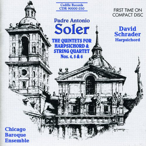 the album cover for David Schrader - Quintets for Harpsichord & Strings 4 5 & 6