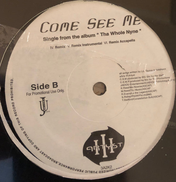 III Artyst : Come See Me (12", Single, Promo)