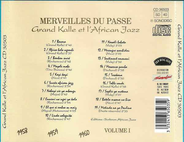 Grand Kalle And African Jazz : Volume 1 - 1958 -1959 - 1960 (CD, Comp)