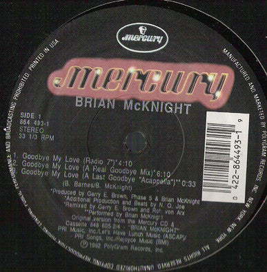 Brian McKnight : Goodbye My Love (12")