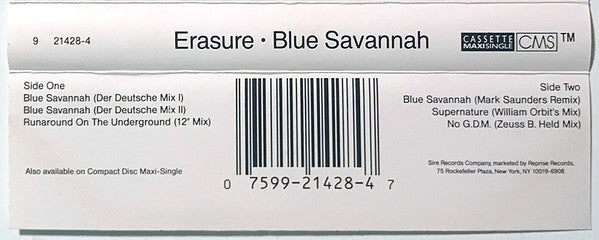 Erasure : Blue Savannah (Cass, Maxi, SR,)