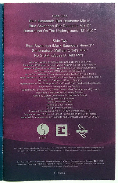 Erasure : Blue Savannah (Cass, Maxi, SR,)