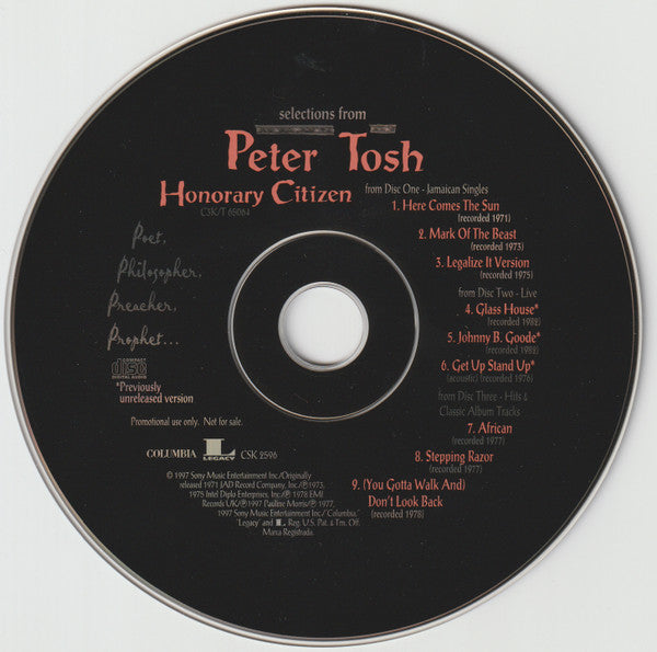 Peter Tosh : Selections From Peter Tosh Honorary Citizen (CD, Comp, Promo, Smplr)
