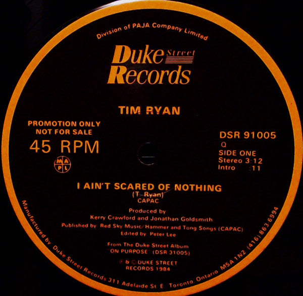 Tim Ryan (3) : I Ain't Scared Of Nothing (12", Promo)