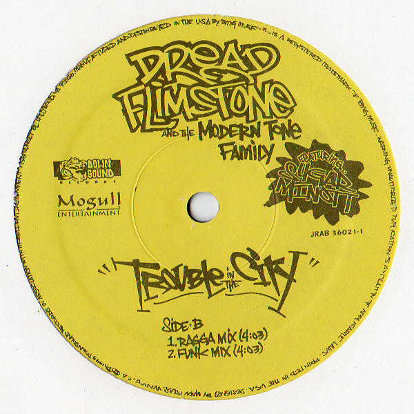 Dread Flimstone And The Modern Tone Family* Featuring Sugar Minott : Trouble In The City (12")
