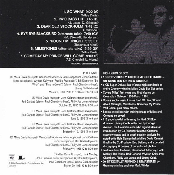 Miles Davis With John Coltrane : Selections From Miles Davis & John Coltrane The Complete Columbia Recordings 1955 - 1961 (CD, Advance, Comp, S/Edition)