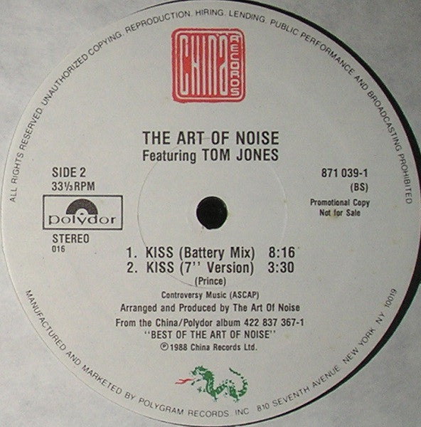 The Art Of Noise Featuring Tom Jones : (I) Think I Better Dance Now... (12", Single, Promo)