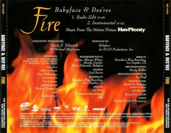 Babyface & Des'ree : Fire (CD, Single, Promo)