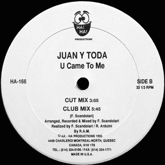 Juan Y Toda : U Came To Me (12")