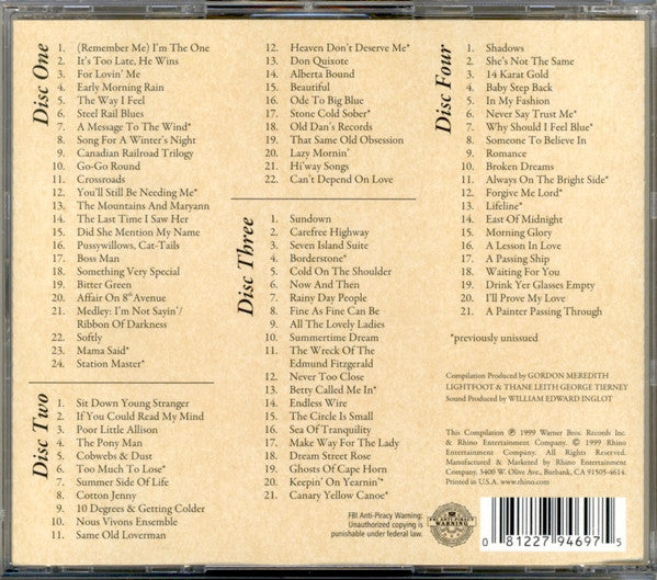 Gordon Lightfoot : Songbook (4xCD, Comp, RE)