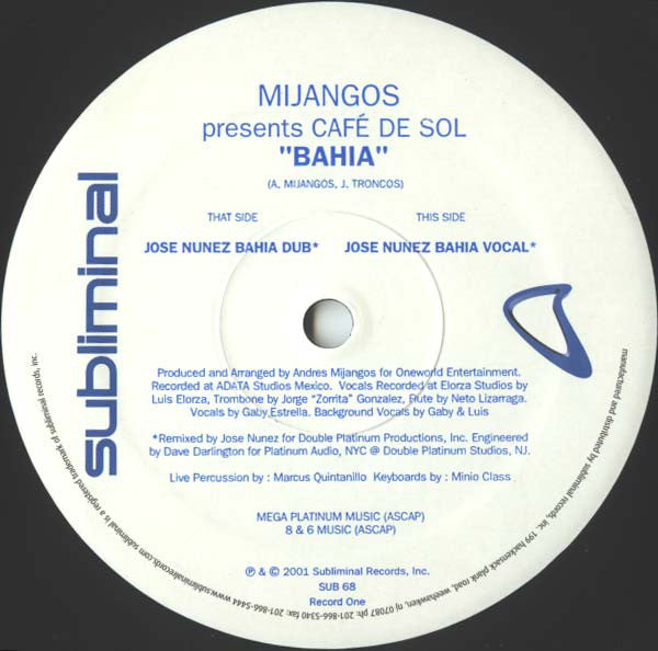 Mijangos Presents Café De Sol : Bahia (2x12")