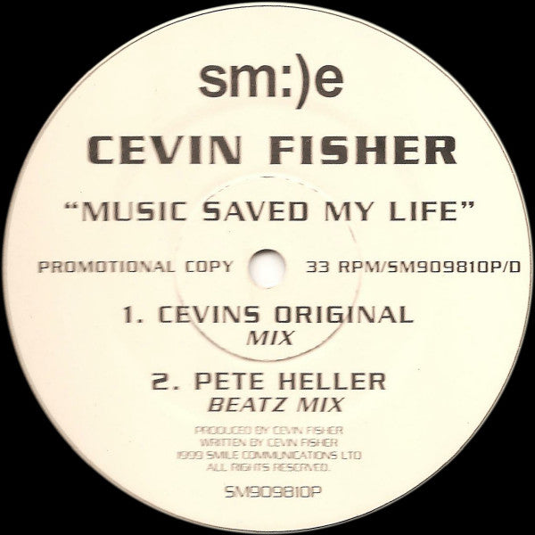 Cevin Fisher : Music Saved My Life (2x12", Promo)