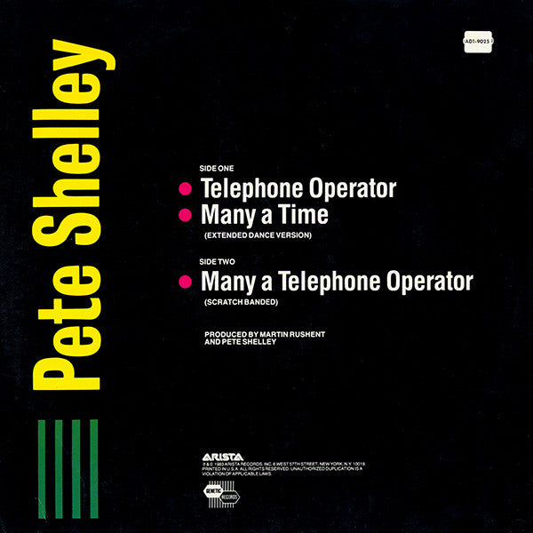 Pete Shelley : Telephone Operator (12")