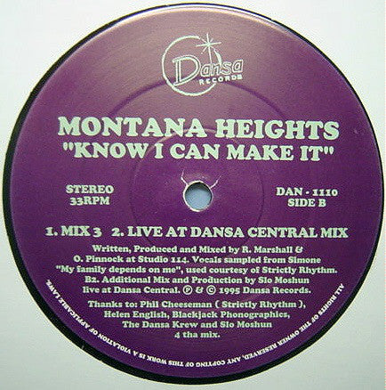 Montana Heights : Know I Can Make It (12")
