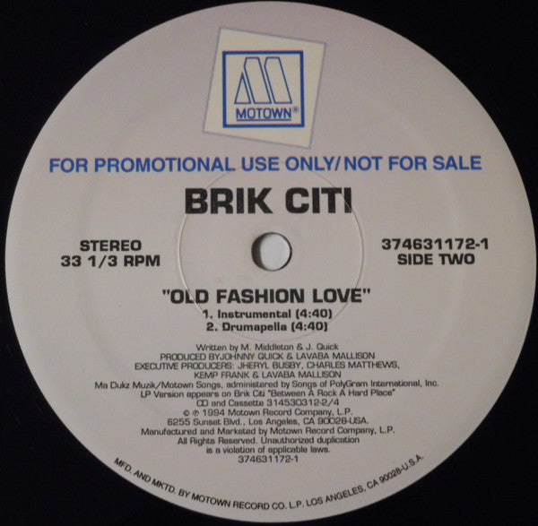 Brik Citi : Old Fashion Love (12", Promo)