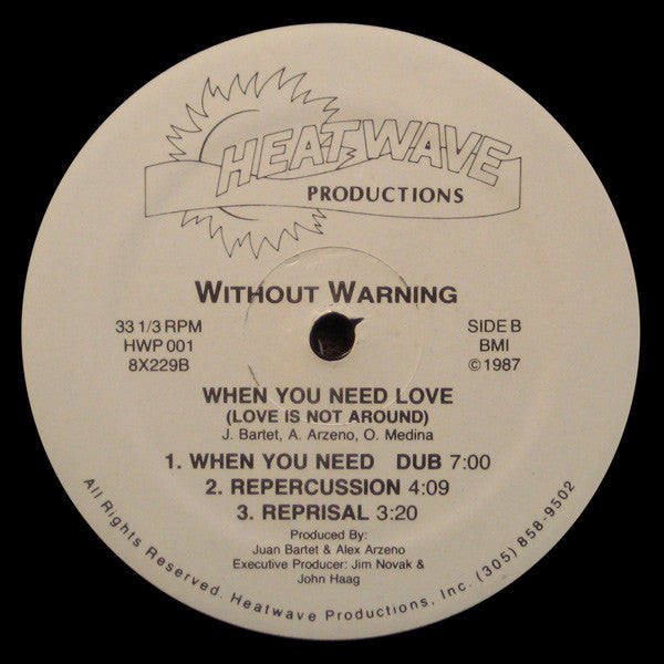 Without Warning : When You Need Love (Love Is Not Around) (12")