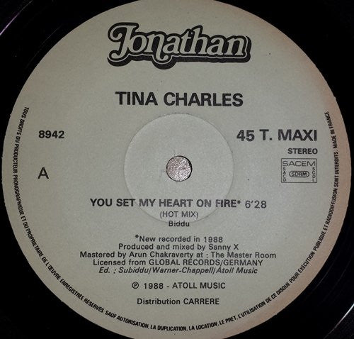 Tina Charles : You Set My Heart On Fire (12", Maxi)