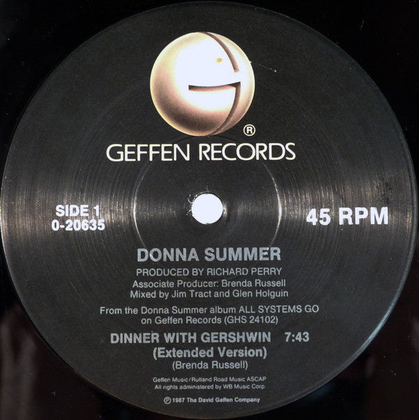 Donna Summer : Dinner With Gershwin (12", Maxi)