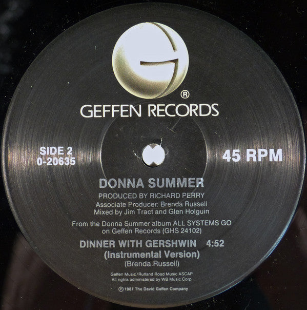 Donna Summer : Dinner With Gershwin (12", Maxi)