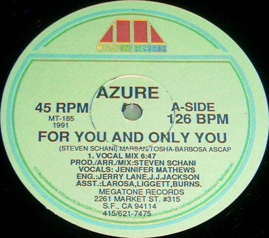 Azure (2) : For You And Only You (12")
