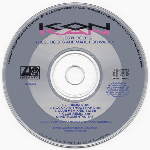 Kon Kan : Puss N' Boots / These Boots Are Made For Walkin' (CD, Single, Promo)