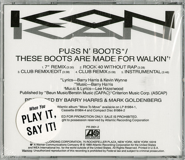 Kon Kan : Puss N' Boots / These Boots Are Made For Walkin' (CD, Single, Promo)