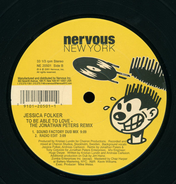 Jessica Folker* : To Be Able To Love (The Jonathan Peters Mixes) (12")