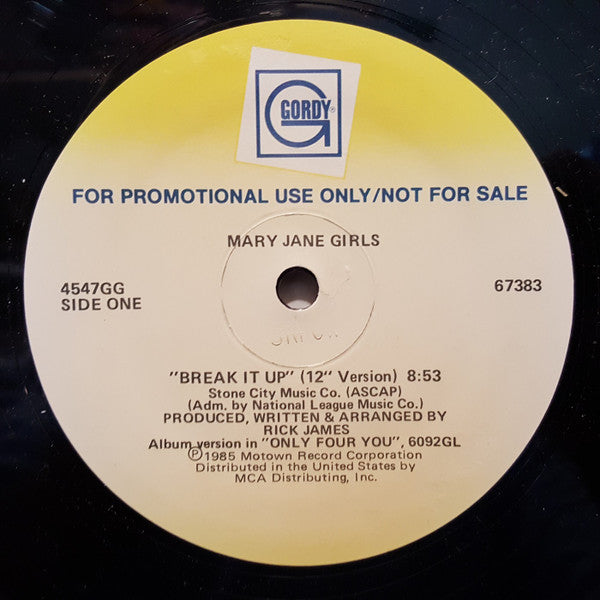 Mary Jane Girls : Break It Up (12", Promo)