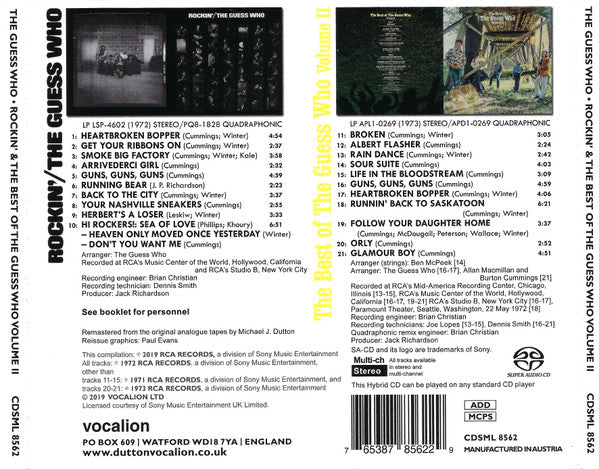 The Guess Who : Rockin' & The Best Of The Guess Who Volume II (SACD, Hybrid, Multichannel, Comp, Quad, RE, RM)