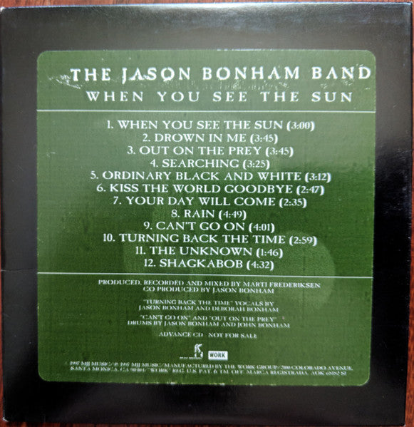 The Jason Bonham Band : When You See The Sun (CD, Advance, Album)