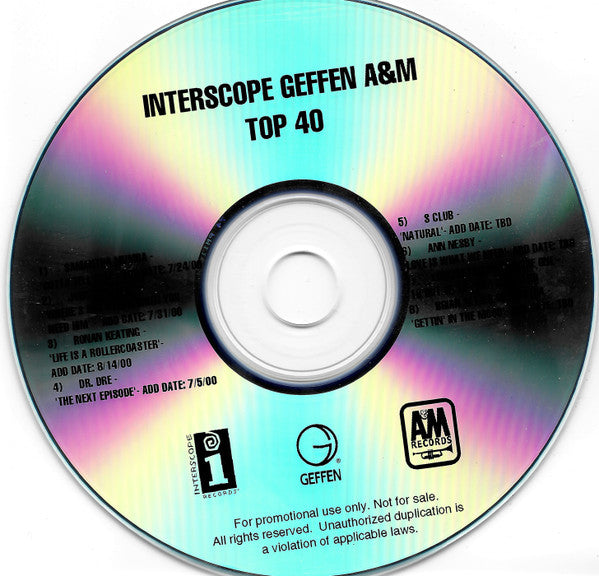 Various : Interscope Geffen A&M Top 40 (CDr, Comp, Promo)